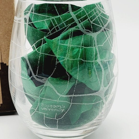 The Uncommon Green Stemless Wine Glass Etched Map of Nashville TN 15 oz Made USA - Picture 3 of 5
